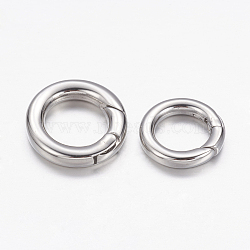 304 Stainless Steel Spring Gate Rings, O Rings, Ring, Stainless Steel Color, 6 Gauge, 21x4mm, Inner Diameter: 14mm(STAS-D070-01P-2)