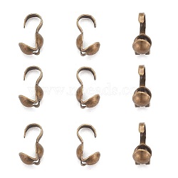 Iron Bead Tips, Calotte Ends, Clamshell Knot Cover, Nickel Free, Antique Bronze Color, Size: about 9mm long, 3mm wide, 3mm inner diameter, hole: about 1.5mm(E038-NFAB)