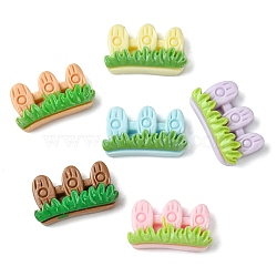Opaque Resin Decoden Cabochons, Fence with Grass, Mixed Color, 11.5x11x5.5mm(RESI-K038-06)