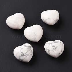 Natural Howlite Heart Love Stone, Pocket Palm Stone for Reiki Balancing, 24x25.5x15.5mm(G-P486-02E)