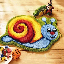 DIY Latch Hook Rug Kit, DIY Rug Crochet Yarn Kits, Including Color Printing Mesh Embroidery Pad, Acrylic Fiber Wool, Instruction, Snail, 445x520x2mm(X1-DIY-NH0005-01B)