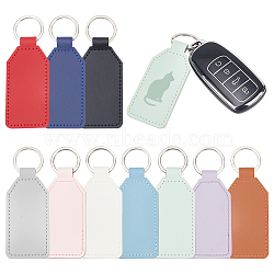 10Pcs 10 Colors PU Imitation Leather Keychains, with Alloy Finding, Rectangle, Mixed Color, 11.5cm, 1pc/color(KEYC-NB0001-74)