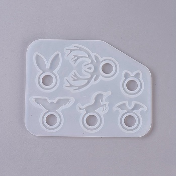 Ring Silicone Molds, Resin Casting Molds, For UV Resin, Epoxy Resin Jewelry Making, Animal, White, 142x110x5mm