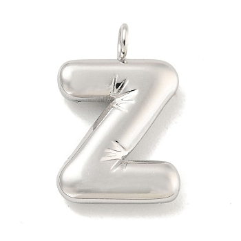 304 Stainless Steel Pendants, Letter Charm, Stainless Steel Color, Letter Z, 16.5x10.5x3mm, Hole: 2mm