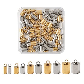 304 Stainless Steel Cord Ends, Golden & Stainless Steel Color, 74x72x17mm, 100pcs/box