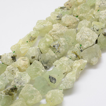 Raw Rough Natural Prehnite Beads Strands, Nuggets, 15~20x14~18x10~14mm, Hole: 1mm, about 25pcs/strand, 14.9 inch(38cm)