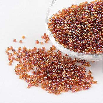 Round Trans. Colors Rainbow Glass Seed Beads, Dark Goldenrod, 
Size: about 2mm in diameter, hole:1mm, about 3306pcs/50g