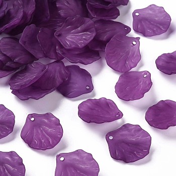Transparent Frosted Acrylic Pendants, Petaline, Dark Orchid, 19.5x16.5x4mm, Hole: 1.5mm