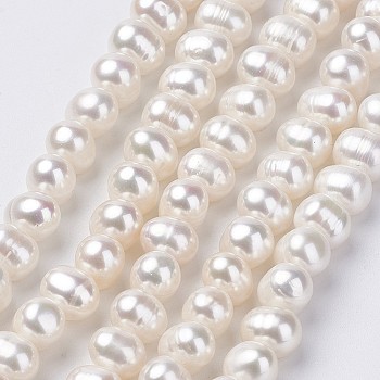 Natural Cultured Freshwater Pearl Beads Strands, Potato, Old Lace, 8~9x7~10mm, Hole: 0.5mm, about 52pcs/strand, 15.7 inch