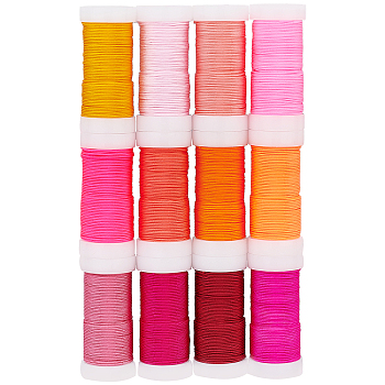 12 Rolls 12 Colors Nylon Cord, for Chinese Knotting, with PET Box, Mixed Color, 0.8mm, about 21.87 Yards(20m)/roll, 1 color/roll