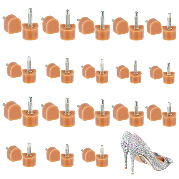 36 Pairs 18 Style Rubber & Iron High Heeled Shoes Replacement Tips, Shoe Repair Dowels, U-shape, Goldenrod, 17~19.5x7.5~12x7.5~12.5mm, Pin: 2.5~3mm, 2 pairs/style