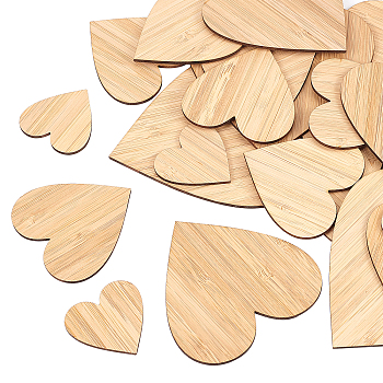 Olycraft Heart Shaped Wooden Boards for Painting, BurlyWood, 30pcs/set