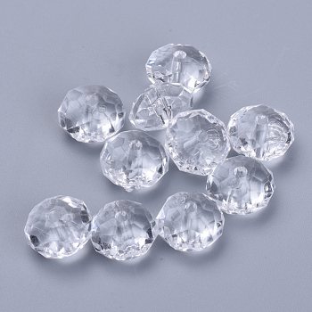 Transparent Acrylic Beads, Faceted, Rondelle, Clear, 8x5mm, Hole: 1.4mm, about 2700pcs/500g