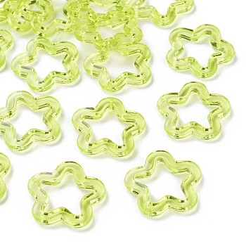 Transparent Acrylic Beads, Flower, Green Yellow, 30x30.5x5mm, Hole: 1.8mm, about 340pcs/500g