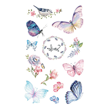 Body Art Tattoos Stickers, Removable Temporary Tattoos Paper Stickers, Butterfly Pattern, 12x7.5cm