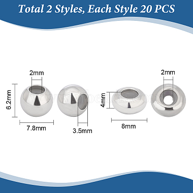 unicraftale 40pcs 2 style 202 perles en acier inoxydable(STAS-UN0043-17)-4