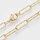 Brass Textured Paperclip Chain Necklace Making(MAK-S072-02A-G)-1