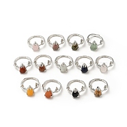 Gemstone Antler Adjustable Rings, Platinum Plated Brass Jewelry for Women, Lead Free & Cadmium Free, US Size 7 3/4(17.9mm)(RJEW-G264-02P)