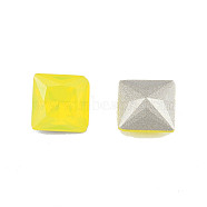 K9 Glass Rhinestone Cabochons, Pointed Back & Back Plated, Faceted, Square, Citrine, 8x8x4.5mm(MRMJ-N029-19-01)
