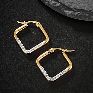 Elegant Square Hoop Earrings with Water Diamond for Women, Real 18K Gold Plated, 12mm(AE4822)