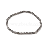 Natural Silver Sheen Obsidian Cube Beaded Stretch Bracelet for Women, Inner Diameter: 2-3/8 inch(6cm)(BJEW-JB08976-03)