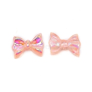 Bowknot Resin Cabochons, Nail Art Decoration Accessories, Rainbow Plated, Salmon, 7x10x3mm(MRMJ-WH0074-32E)