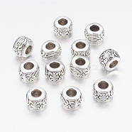 Tibetan Silver Beads, Lead Free & Cadmium Free, Rondelle, Antique Silver, about 8mm in diameter, 5.5mm thick, hole: 3.5mm(AB793)