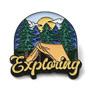 Outdoor Camping Theme Enamel Pins, Black Alloy Badge for Backpack Clothes, Mountain, 30x30x1.5mm(JEWB-F030-01)