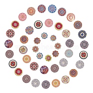 2-Hole Printed Wooden Buttons, Dyed, Flat Round, Mixed Color, 25x2.5mm, Hole: 2mm(BUTT-NB0001-24)