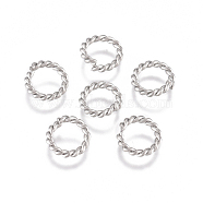 304 Stainless Steel Twisted Jump Rings, Open Jump Rings, Round Ring, Stainless Steel Color, 18 Gauge, 7x1mm, Inner Diameter: 5mm(STAS-G225-12P-02)