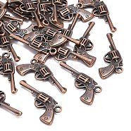 Tibetan Style Alloy Pendants, Lead Free and Cadmium Free, Pistol, Red Copper, 32x15x3mm, Hole: 2mm(EA11008Y-R)