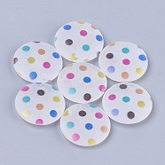 Printed Acrylic Beads, Frosted, Flat Round with Dot, Colorful, 25x5.5mm, Hole: 2mm(MACR-S361-23)