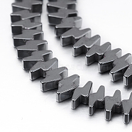 Non-magnetic Synthetic Hematite Beads Strands, Lightning Bolt, 6.5x3x2mm, Hole: 0.8mm, about 123pcs/strand, 15.9 inch(40.5cm)(G-P341-09-6x3mm)