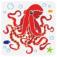 PET Hollow Out Drawing Painting Stencils, for DIY Scrapbook, Photo Album, Octopus Pattern, 30x30cm(DIY-WH0391-0147)