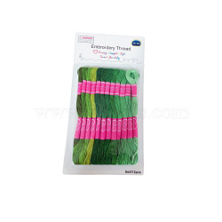 12 Skeins 12 Colors 6-Ply Polyester Embroidery Floss, Cross Stitch Threads, Gradient Color, Green, 0.4mm, about 8.75 Yards(8m)/Skein(PW-WG76902-05)