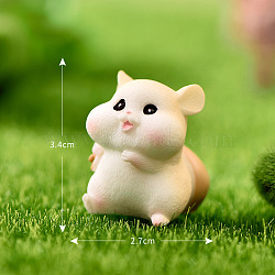 Cute Resin Hamster Figurines, for Dollhouse, Home Display Decoration, Rat with Package, Lemon Chiffon, 34x27mm(MIMO-PW0001-186E)
