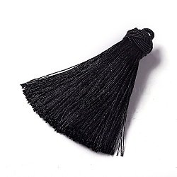 Nylon Tassel Pendants, Black, 70~72x17~18mm, Hole: 3~4mm(X-FIND-I009-C16)