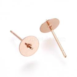 304 Stainless Steel Stud Earring Findings, For Half Drilled Beads, Rose Gold, 13x6mm, Pin: 0.7mm(STAS-E484-68D-RG)