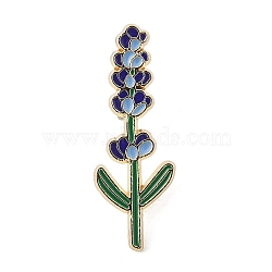 Cartoon Lavender Alloy Enamel Pins Brooches for Backpack Clothes, Midnight Blue, Flower, 16x12mm(JEWB-S028-10A)