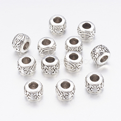 Tibetan Silver Beads, Lead Free & Cadmium Free, Rondelle, Antique Silver, about 8mm in diameter, 5.5mm thick, hole: 3.5mm(AB793)