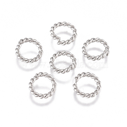 Tarnish Resistant 304 Stainless Steel Twisted Jump Rings, Open Jump Rings, Round Ring, Stainless Steel Color, 18 Gauge, 7x1mm, Inner Diameter: 5mm(STAS-G225-12P-02)