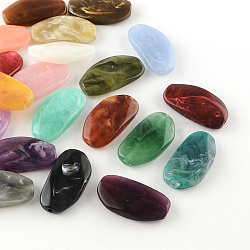 Acrylic Beads, Imitatin Jade Style, Mixed Color, 45x24x9mm, Hole: 2.5mm, about 65pcs/500g(MACR-R463-M)