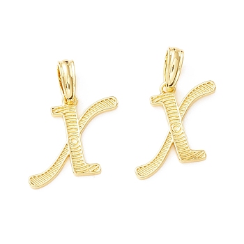 Rack Plating Eco-Friendly Brass Letter Pendants, Real 18K Gold Long-Lasting Plated, Cadmium Free & Lead Free, Letter.X, 17.5x19x1.4mm, Hole: 6.5x3.3mm