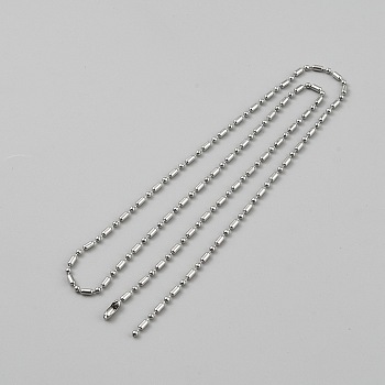 Stainless Steel Ball Chain Necklaces for Men Women, Stainless Steel Color, 23.98 inch(60.9cm)
