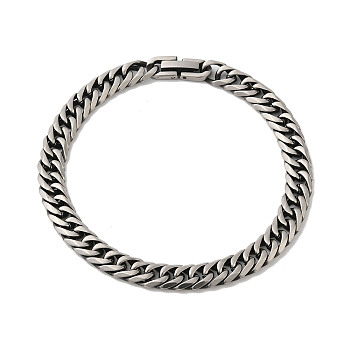 304 Stainless Steel Cuban Link Chain Bracelet, Antique Silver, 8-1/8 inch(20.7cm)