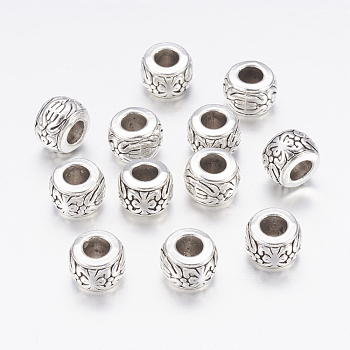 Tibetan Silver Beads, Lead Free & Cadmium Free, Rondelle, Antique Silver, about 8mm in diameter, 5.5mm thick, hole: 3.5mm