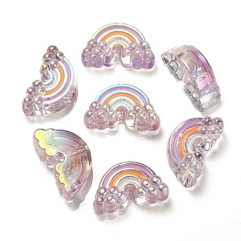 UV Plating Rainbow Iridescent Acrylic Enamel Beads, Rainbow, Violet, 17x29x11mm, Hole: 3.5mm