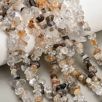 Natural Herkimer Diamond Beads Strands, Chip, 5~14.5x4~8x3.5~6mm, Hole: 0.7~0.8mm, 31.89~32.05''(81~81.4cm)