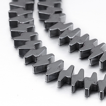 Non-magnetic Synthetic Hematite Beads Strands, Lightning Bolt, 6.5x3x2mm, Hole: 0.8mm, about 123pcs/strand, 15.9 inch(40.5cm)