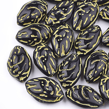 Plating Acrylic Beads, Metal Enlaced, Oval, Gold, 32x20.5x13mm, Hole: 2mm, about 110pcs/500g